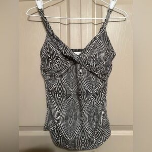 Kona Sol Black and White Geometric Swim Camisole